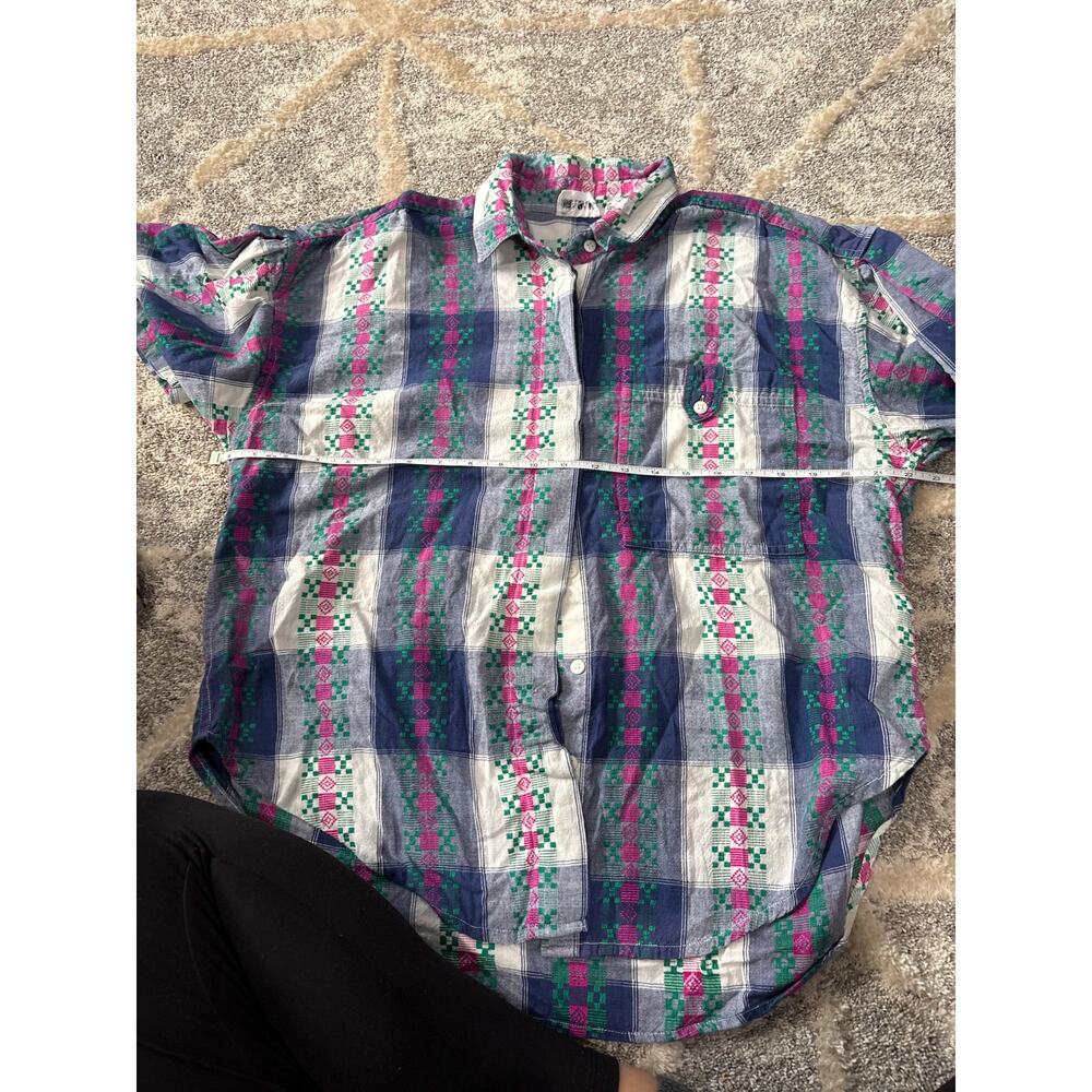 Khazana VINTAGE 1980s short sleeve plaid blouse women's size medium